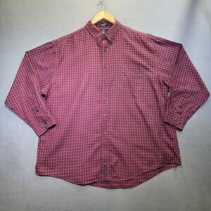 Hunt Club Men's Red Check Long Sleeve Button Up Shirt Size XL